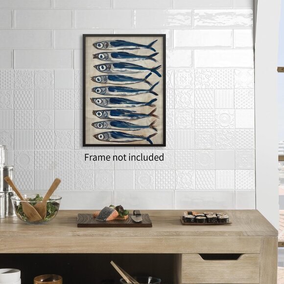 Sardines Print Sardine Tin Vintage Poster Retro Sardine Wall Art Fish Print - Picture 2 of 7